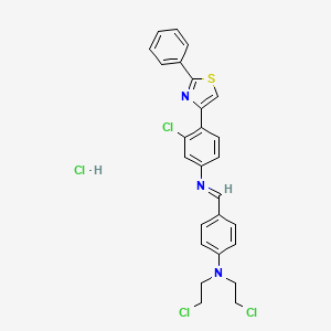 molecular formula C26H23Cl4N3S B13985006 N,N-bis(2-chloroethyl)-4-[[3-chloro-4-(2-phenyl-1,3-thiazol-4-yl)phenyl]iminomethyl]aniline;hydrochloride CAS No. 28284-54-0