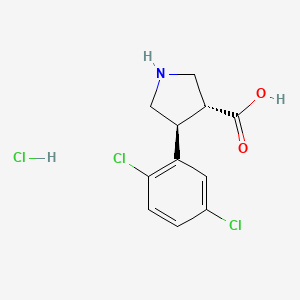 molecular formula C11H12Cl3NO2 B1398504 (3R,4S)-4-(2,5-Dichlorophenyl)pyrrolidine-3-carboxylic acid hydrochloride CAS No. 1049734-30-6
