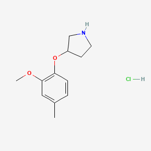 molecular formula C12H18ClNO2 B1398507 2-Methoxy-4-methylphenyl 3-pyrrolidinyl ether hydrochloride CAS No. 1354543-97-7