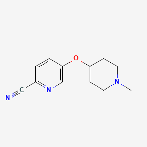 molecular formula C12H15N3O B13985086 5-((1-Methylpiperidin-4-yl)oxy)picolinonitrile 