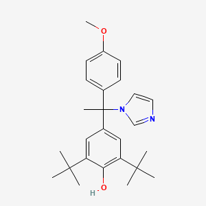 molecular formula C26H34N2O2 B13985175 2,6-Di-tert-butyl-4-[1-(1H-imidazol-1-yl)-1-(4-methoxyphenyl)ethyl]phenol CAS No. 75393-98-5