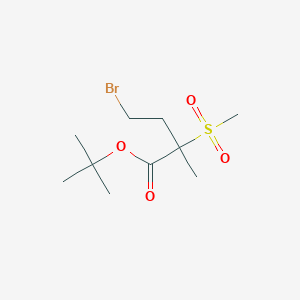 molecular formula C10H19BrO4S B13985322 Tert-butyl 4-bromo-2-methyl-2-(methylsulfonyl)butanoate 