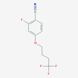 molecular formula C11H9F4NO B13985342 Benzonitrile, 2-fluoro-4-(4,4,4-trifluorobutoxy)- 