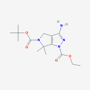 molecular formula C15H24N4O4 B1398542 5-叔丁基 1-乙基 3-氨基-6,6-二甲基吡咯并[3,4-c]吡唑-1,5(4H,6H)-二羧酸酯 CAS No. 718632-47-4