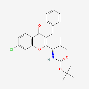 molecular formula C25H28ClNO4 B1398546 (R)-tert-Butyl 1-(3-benzyl-7-chloro-4-oxo-4H-chromen-2-yl)-2-methylpropylcarbamate CAS No. 618430-24-3