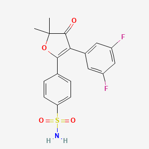 molecular formula C18H15F2NO4S B13985467 4-(3-(3,5-Difluorophenyl)-5,5-dimethyl-4-oxo-4,5-dihydrofuran-2-yl)benzenesulfonamide 