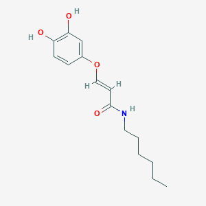 B139855 (E)-3-(3,4-Dihydroxyphenoxy)-N-hexylpropenamide CAS No. 136944-37-1