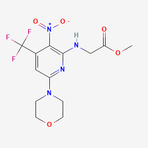 molecular formula C13H15F3N4O5 B1398550 (6-Morpholin-4-YL-3-nitro-4-trifluoromethyl-pyridin-2-ylamino)-acetic acid methyl ester CAS No. 1089330-50-6