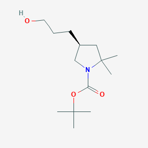 molecular formula C14H27NO3 B13985509 Tert-butyl (4S)-4-(3-hydroxypropyl)-2,2-dimethyl-pyrrolidine-1-carboxylate 