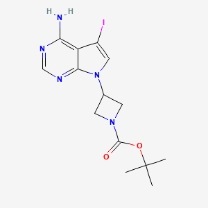 molecular formula C14H18IN5O2 B13985515 tert-butyl 3-(4-amino-5-iodo-7H-pyrrolo[2,3-d]pyrimidin-7-yl)azetidine-1-carboxylate 