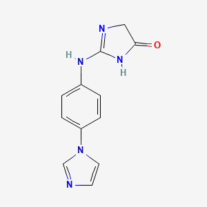 molecular formula C12H11N5O B13985594 2-(4-Imidazol-1-ylanilino)-1,4-dihydroimidazol-5-one CAS No. 116027-14-6