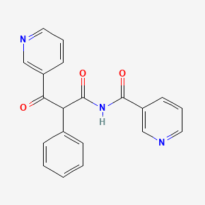 molecular formula C20H15N3O3 B13985610 N-[1,3-dioxo-2-phenyl-3-(3-pyridinyl)propyl]-3-pyridinecarboxamide CAS No. 15231-14-8