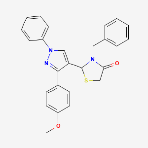molecular formula C26H23N3O2S B13985628 3-benzyl-2-[3-(4-methoxyphenyl)-1-phenyl-1H-pyrazol-4-yl]-1,3-thiazolidin-4-one 