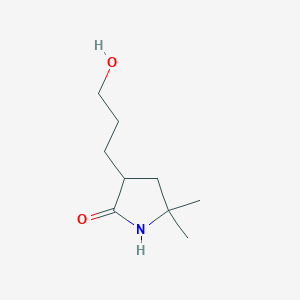 molecular formula C9H17NO2 B13985642 3-(3-Hydroxypropyl)-5,5-dimethyl-2-pyrrolidinone 