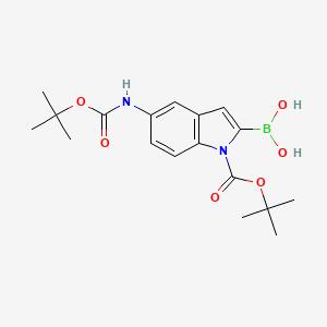 molecular formula C18H25BN2O6 B1398569 (1-(tert-Butoxycarbonyl)-5-((tert-butoxycarbonyl)amino)-1H-indol-2-yl)boronic acid CAS No. 913388-66-6