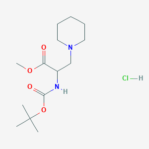 molecular formula C14H27ClN2O4 B1398571 2-Tert-butoxycarbonylamino-3-piperidin-1-YL-propionic acid methyl ester; hydrochloride CAS No. 1290967-89-3