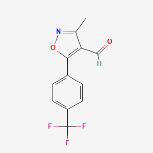B1398573 3-Methyl-5-(4-trifluoromethyl-phenyl)-isoxazole-4-carbaldehyde CAS No. 1208081-38-2