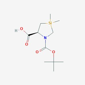 molecular formula C11H21NO4Si B1398574 (S)-1-(tert-butoxycarbonyl)-3,3-dimethyl-1,3-azasilolidine-5-carboxylic acid CAS No. 1334313-67-5