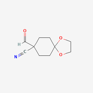 molecular formula C10H13NO3 B13985769 8-Formyl-1,4-dioxaspiro[4.5]decane-8-carbonitrile 