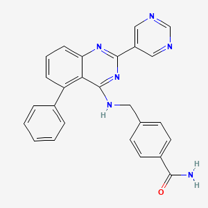 molecular formula C26H20N6O B13985781 4-[[(5-Phenyl-2-pyrimidin-5-ylquinazolin-4-yl)amino]methyl]benzamide 