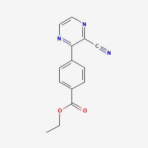 molecular formula C14H11N3O2 B1398580 Ethyl 4-(3-cyanopyrazin-2-yl)benzoate CAS No. 1208081-68-8