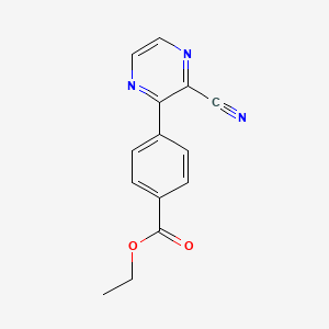 molecular formula C14H11N3O2 B1398580 4-(3-Cyano-pyrazin-2-YL)-benzoic acid ethyl ester CAS No. 1208081-68-8