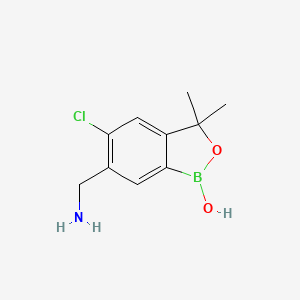 molecular formula C10H13BClNO2 B13985922 (5-Chloro-1-hydroxy-3,3-dimethyl-2,1-benzoxaborol-6-yl)methanamine 