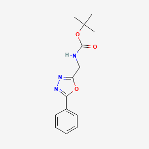 molecular formula C14H17N3O3 B1398597 2-Tert-butyloxycarbonylaminomethyl-5-phenyl-[1,3,4]oxadiazole CAS No. 1053656-52-2