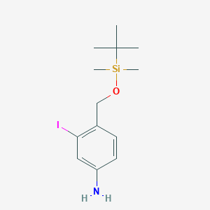 molecular formula C13H22INOSi B13985975 4-(((tert-Butyldimethylsilyl)oxy)methyl)-3-iodoaniline 