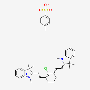 B1398600 2-(2-{2-Chloro-3-[2-(1,3,3-trimethyl-1,3-dihydro-2H-indol-2-ylidene)ethylidene]cyclohex-1-en-1-yl}ethenyl)-1,3,3-trimethyl-3H-indol-1-ium 4-methylbenzene-1-sulfonate CAS No. 205744-92-9