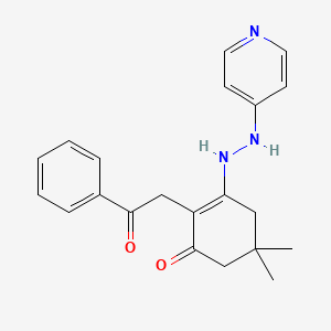 molecular formula C21H23N3O2 B13986023 5,5-Dimethyl-2-phenacyl-3-(2-pyridin-4-ylhydrazinyl)cyclohex-2-en-1-one CAS No. 58137-30-7