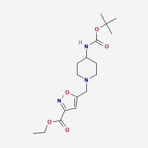 molecular formula C17H27N3O5 B1398603 Ethyl 5-(4-tert-butoxycarbonylaminopiperidin-1-ylmethyl)isoxazole-3-carboxylate CAS No. 1053656-21-5