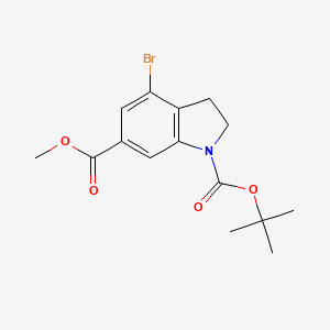 molecular formula C15H18BrNO4 B13986069 1-tert-Butyl 6-methyl 4-bromoindoline-1,6-dicarboxylate 