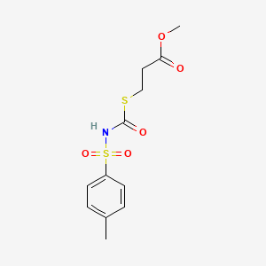 molecular formula C12H15NO5S2 B13986078 Methyl 3-[(4-methylphenyl)sulfonylcarbamoylsulfanyl]propanoate CAS No. 78614-29-6