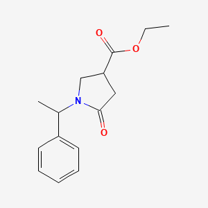 molecular formula C15H19NO3 B1398612 5-Oxo-1-(1-phenyl-ethyl)-pyrrolidine-3-carboxylic acid ethyl ester CAS No. 96449-84-2