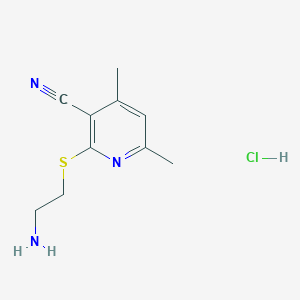 molecular formula C10H14ClN3S B1398626 2-(2-Aminoethylsulfanyl)-4,6-dimethylnicotinonitrile hydrochloride CAS No. 1208081-62-2