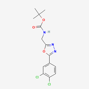 molecular formula C14H15Cl2N3O3 B1398627 2-Tert-butyloxycarbonylaminomethyl-5-(3,4-dichlorophenyl)-[1,3,4]oxadiazole CAS No. 1053656-61-3