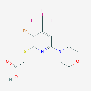 molecular formula C12H12BrF3N2O3S B1398628 (3-Bromo-6-morpholin-4-YL-4-trifluoromethyl-pyridin-2-ylsulfanyl)-acetic acid CAS No. 1089330-45-9
