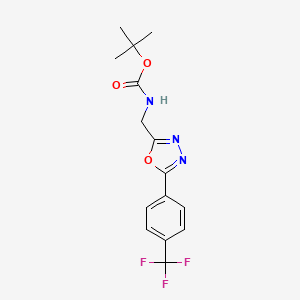 molecular formula C15H16F3N3O3 B1398647 2-Tert-butyloxycarbonylaminomethyl-5-(4-(trifluoromethyl)phenyl)-[1,3,4]oxadiazole CAS No. 1053656-77-1