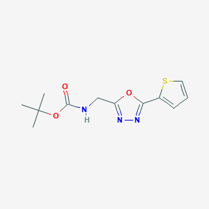 molecular formula C12H15N3O3S B1398649 2-Tert-butyloxycarbonylaminomethyl-5-thiophen-2-YL-[1,3,4]oxadiazole CAS No. 1053656-68-0