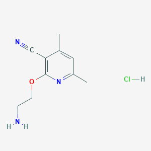 molecular formula C10H14ClN3O B1398658 2-(2-Aminoethoxy)-4,6-dimethylnicotinonitrile hydrochloride CAS No. 1208081-50-8