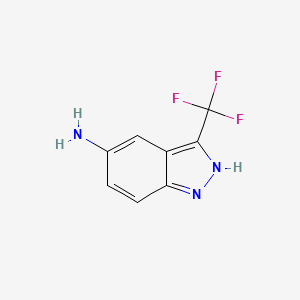 molecular formula C8H6F3N3 B13986659 1H-Indazol-5-amine, 3-(trifluoromethyl)- CAS No. 57631-09-1
