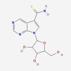 molecular formula C12H14N4O4S B13986834 7H-pyrrolo[2,3-d]pyrimidine-5-carbothioamide, 7-beta-d-ribofuranosyl- CAS No. 42204-47-7