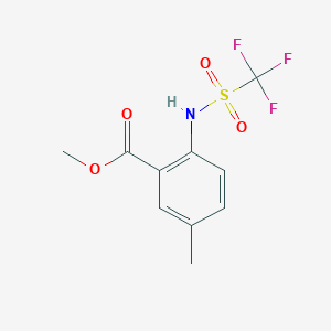 molecular formula C10H10F3NO4S B13986899 Methyl 5-methyl-2-[(trifluoromethanesulfonyl)amino]benzoate CAS No. 125665-64-7