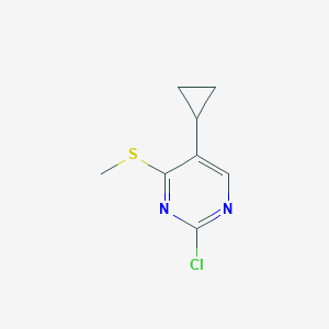 molecular formula C8H9ClN2S B13987033 2-Chloro-5-cyclopropyl-4-(methylthio)pyrimidine 