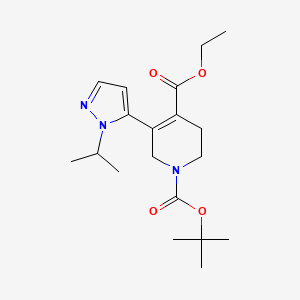 molecular formula C19H29N3O4 B13987075 1-(tert-butyl) 4-ethyl 5-(1-isopropyl-1H-pyrazol-5-yl)-3,6-dihydropyridine-1,4(2H)-dicarboxylate 