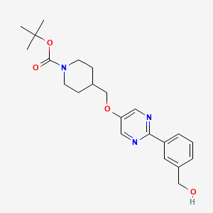 molecular formula C22H29N3O4 B13987318 Tert-butyl 4-(((2-(3-(hydroxymethyl)phenyl)pyrimidin-5-yl)oxy)methyl)piperidine-1-carboxylate 