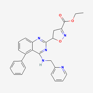 molecular formula C26H23N5O3 B13987437 Ethyl 5-[5-phenyl-4-(pyridin-2-ylmethylamino)quinazolin-2-yl]-4,5-dihydro-1,2-oxazole-3-carboxylate 
