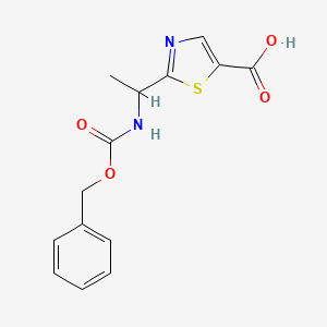 molecular formula C14H14N2O4S B1398746 2-(1-(((Benzyloxy)carbonyl)amino)ethyl)thiazole-5-carboxylic acid CAS No. 1095823-52-1