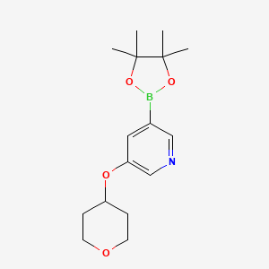 3-[(Oxan-4-yl)oxy]-5-(4,4,5,5-tetramethyl-1,3,2-dioxaborolan-2-yl)pyridine